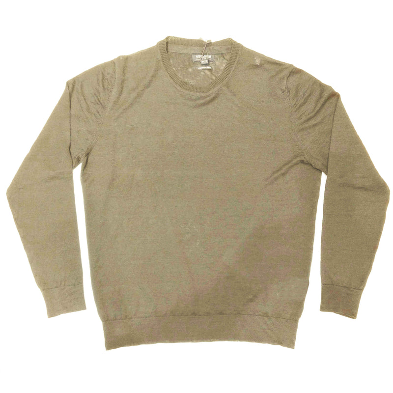 MAGLIA UOMO MANICHE LUNGHE IN PURO LINO  DARK GREEN - STRIPE CREW NECK  WOMAG1849 - Linassi