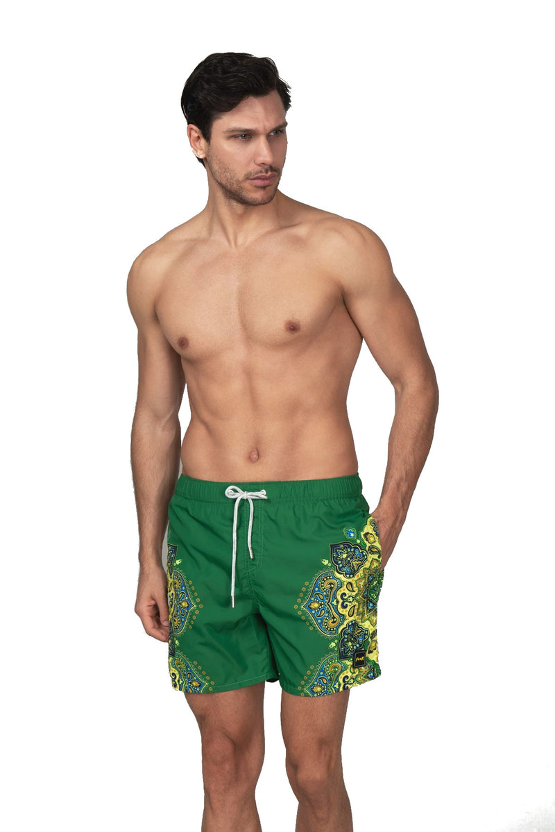 SHORT UOMO A FANTASIA VERDE - F22-2030U - Linassi